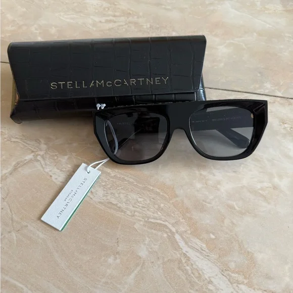 Stella McCartney Elegant Black Sunglasses Stella McCartney SC 0170S 004 Black Glittered Plastic  main image 3